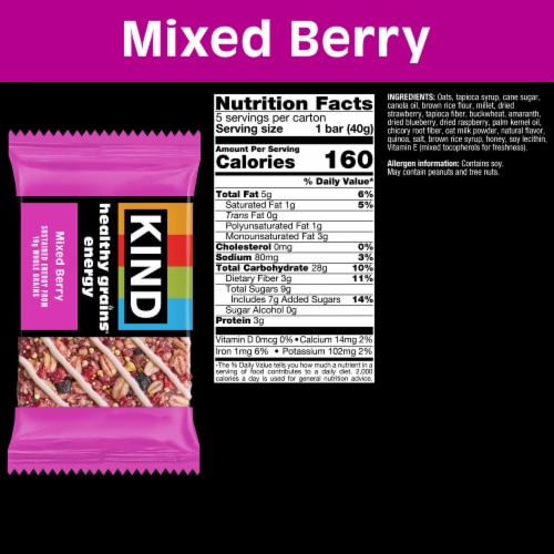 KIND Mixed Berry Healthy Grains Energy Bars Perspective: back