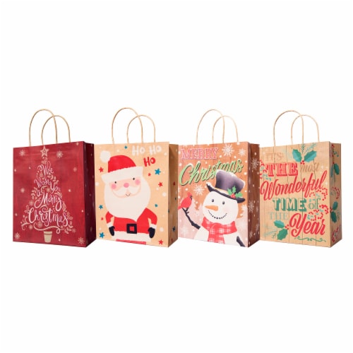 Lindy Bowman Pack of 12 Assorted Medium Christmas Gift Bags with Handle Perspective: back