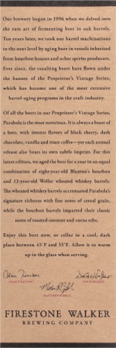 Firestone Walker Vintage Parabola Imperial Stout Perspective: back