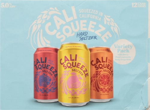 Cali Squeeze Variety Pack Citrus Hard Seltzer Craft Beer 12 Cans / 12 fl oz Perspective: back