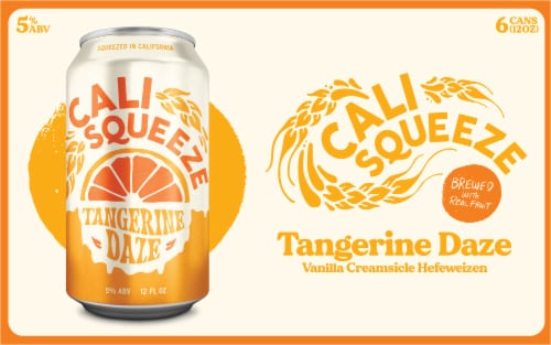 Cali Squeeze Tangerine Daze Citrus Wheat Ale Craft Beer 6 Cans / 12 fl oz Perspective: back