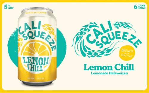 Cali Squeeze Lemon Chill Citrus Wheat Ale Craft Beer 6 Cans / 12 fl oz Perspective: back