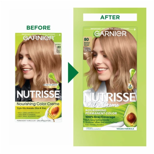 Garnier Nutrisse Nourishing Permanent Hair Color 80 Medium Extra Ash Blonde Perspective: back