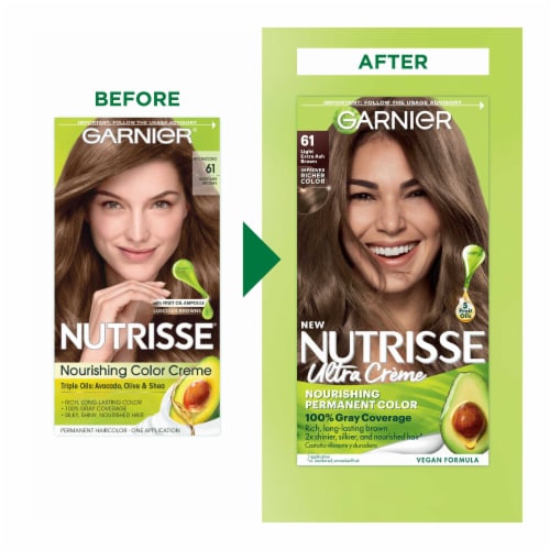 Garnier Nutrisse Nourishing 61 Light Ash Brown Iced Coffee Hair Color Creme Perspective: back