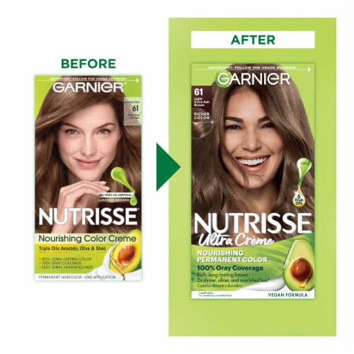 Garnier Nutrisse Nourishing Permanent Hair Color 61 Light Extra Ash Brown Perspective: back