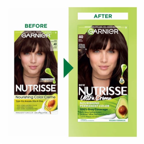 Garnier Nutrisse Nourishing 40 Dark Brown Dark Chocolate Hair Color Creme Perspective: back