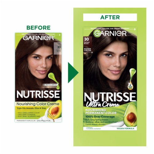 Garnier Nutrisse Nourishing Permanent Hair Color 30 Darkest Brown Perspective: back