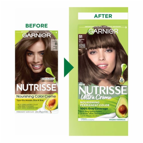 Garnier Nutrisse Nourishing 51 Medium Ash Brown Cool Tea Hair Color Creme Perspective: back