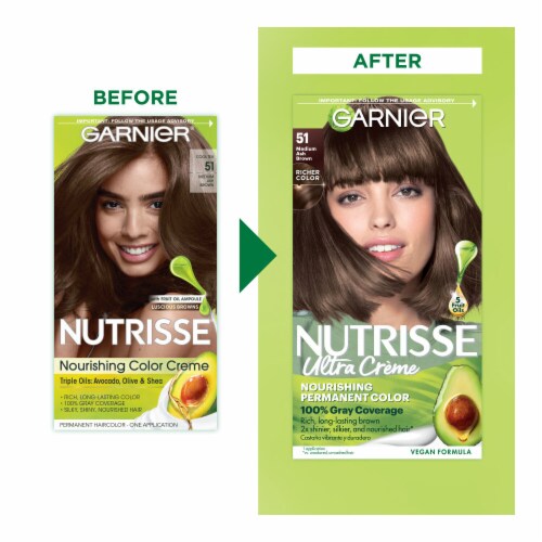 Garnier Nutrisse Nourishing Permanent Hair Color 51 Medium Ash Brown Perspective: back