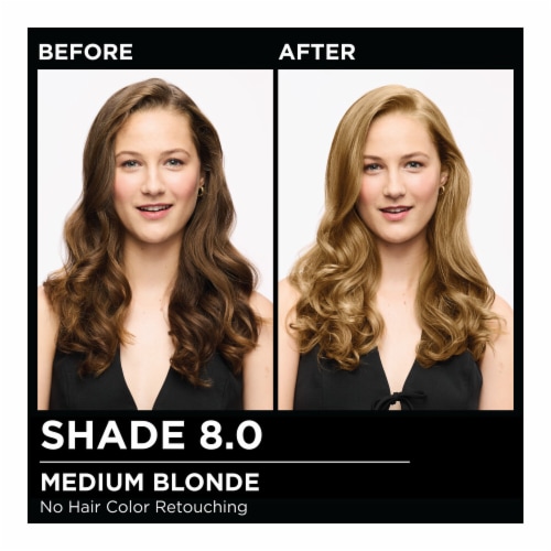Garnier Olia Oil Powered Permanent Hair Color 8.0 Medium Blonde Perspective: back