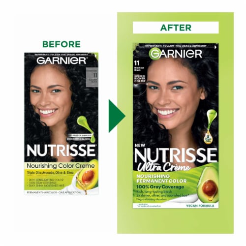 Garnier Nutrisse Nourishing Permanent Hair Color 11 Blackest Black Perspective: back