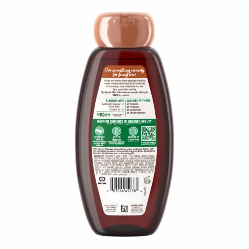 Garnier Whole Blends Coconut Oil and Cocoa Butter Smoothing Shampoo for Frizzy Hair Perspective: back