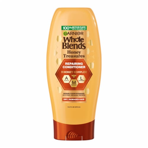 Garnier Whole Blends Honey Treasures Repairing Conditioner for Dry, Damaged Hair Perspective: back