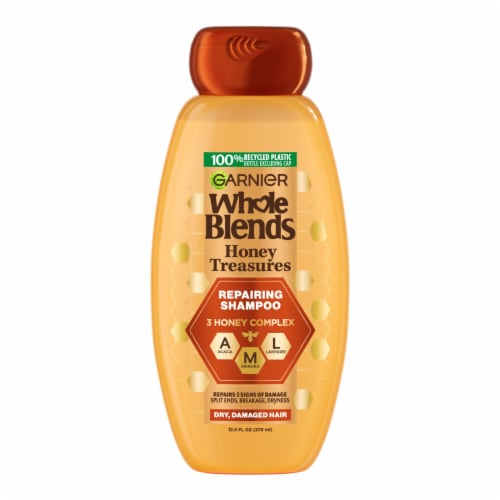 Garnier Whole Blends Honey Treasures Repairing Shampoo for Dry, Damaged Hair Perspective: back