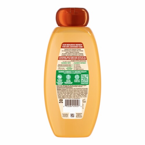 Garnier Whole Blends Honey Treasures Repairing Shampoo for Dry, Damaged Hair Perspective: back