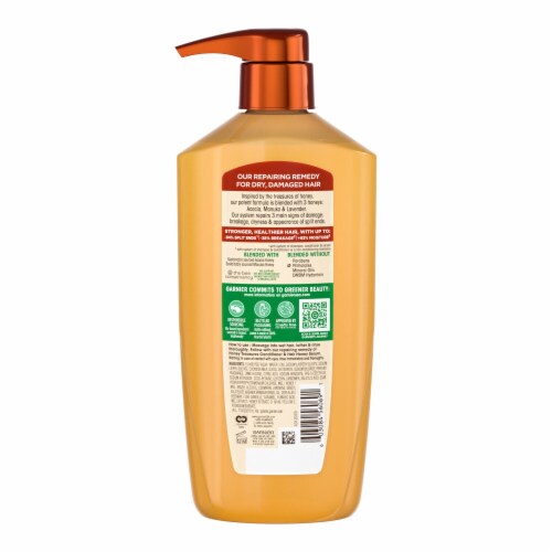 Garnier Whole Blends Honey Treasures Repairing Shampoo for Dry, Damaged Hair Perspective: back