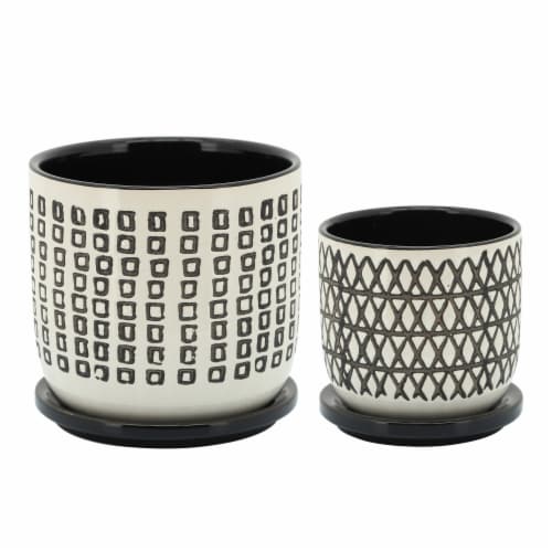 Cer, 5  X-Planter W/ Saucer, Black Perspective: back