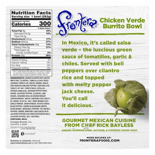 Frontera® Chicken Verde Bowl Frozen Meal Perspective: back
