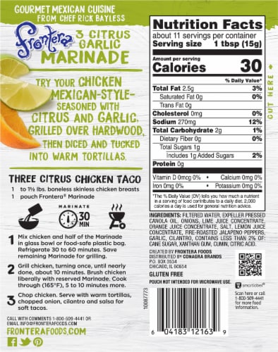 Frontera Three Citrus Garlic Marinade with Fresh Cilantro Perspective: back
