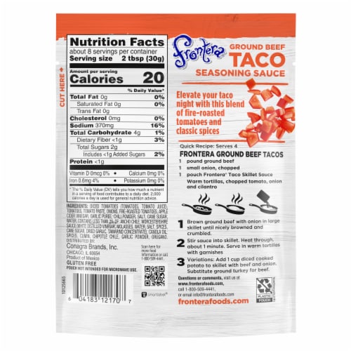 Frontera Ground Beef Original Taco Mild Skillet Sauce Perspective: back