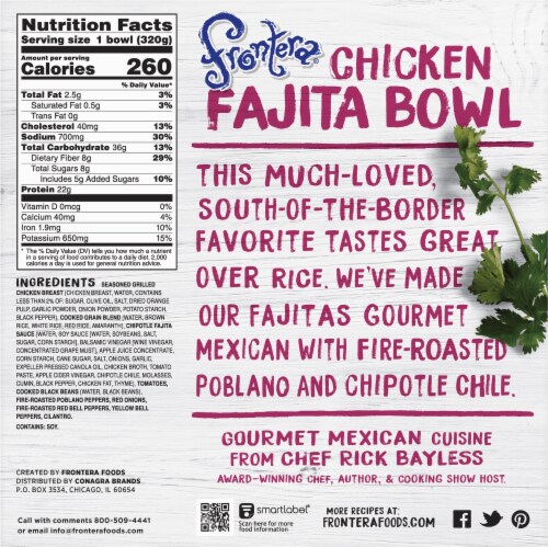 Frontera Medium Chicken Fajita Bowl Frozen Meal Perspective: back