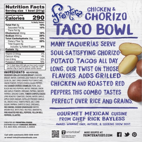 Frontera Medium Chicken and Chorizo Taco Bowl Frozen Meal Perspective: back