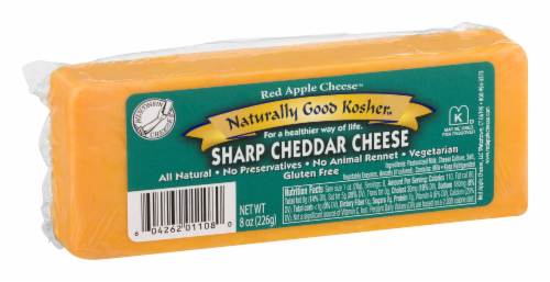 Red Apple Cheese Naturally Good Kosher Sharp Cheddar Cheese Perspective: back