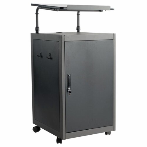 Oklahoma Sound Modern Metal Teacher's WorkPod Lectern in Charcoal Slate Perspective: back