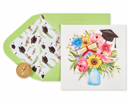 Papyrus Graduation Card (Floral Cap) Perspective: back