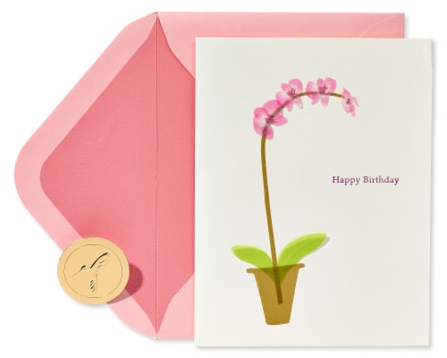 Papyrus Birthday Card (Pink Orchid) Perspective: back