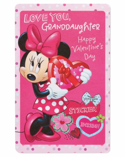 American Greetings Valentine's Day Card for Granddaughter with Stickers (Minnie Mouse) Perspective: back