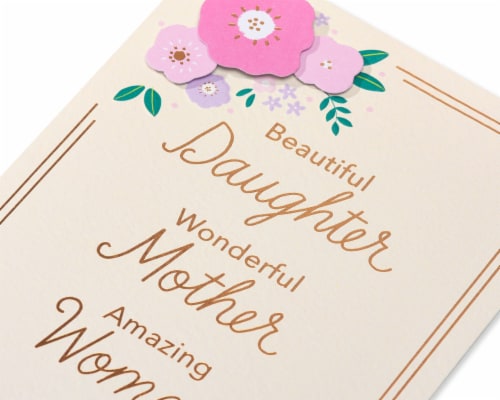 American Greetings #59 Mother's Day Card for Daughter (Lettering with Florals) Perspective: back