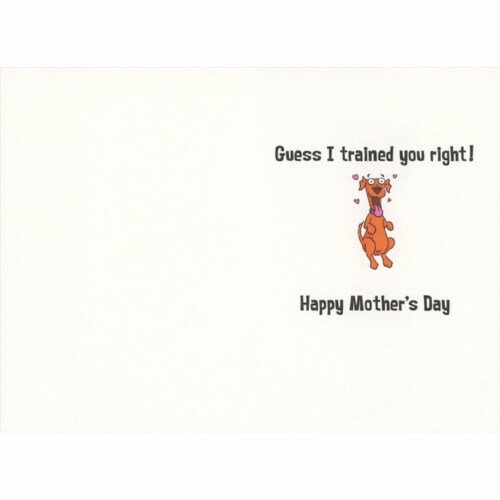 RPG Excited Dog: You Give Me Toys, Treats and Snuggle Funny Mother's Day Card from the Dog Perspective: back