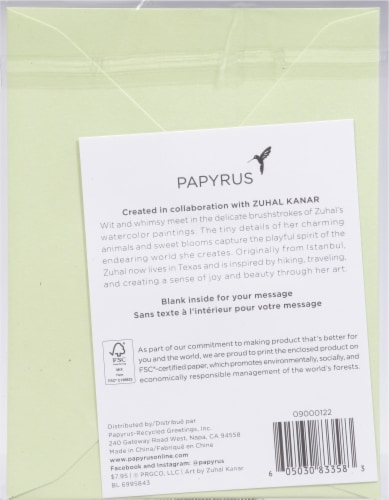 Papyrus Thinking Of You Card #54, Owl with Flower Crown Perspective: back