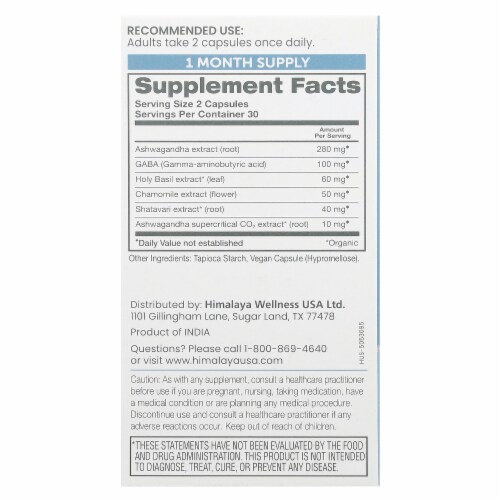 Himalaya Ashwagandha + Relax 60 Count Perspective: back
