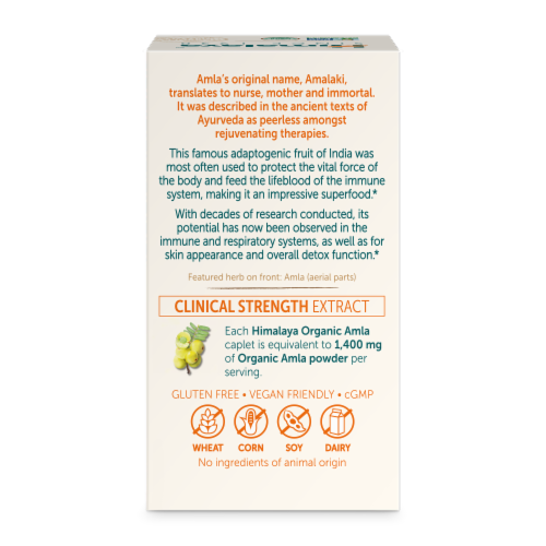 Himalaya® Organic Amla Herbal Supplement Caplets Perspective: back