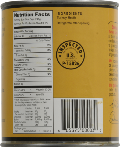 Bowman & Landes Pure Turkey Broth Perspective: back