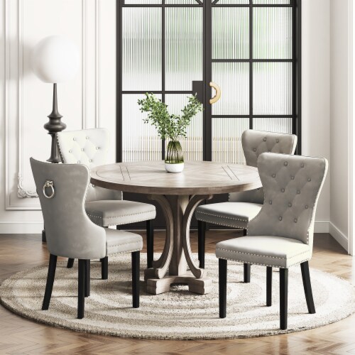 WestinTrends Upholstered Tufted Dining Chairs Set of 4 Velvet Gray 1 Set Fred Meyer