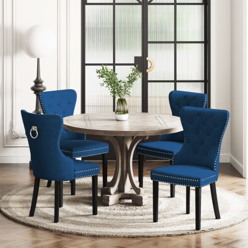 WestinTrends Upholstered Tufted Dining Chairs Set of 4 Velvet Royal Blue 1 Set City Market