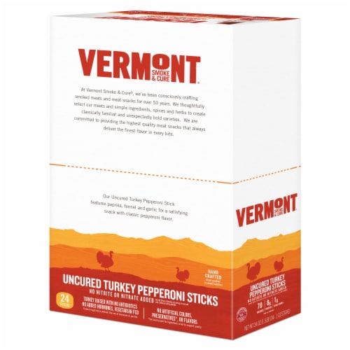 Uncured Pepperoni – Turkey – Healthy Meat Protein – 1oz Jerky Sticks – 24 count carton Perspective: back
