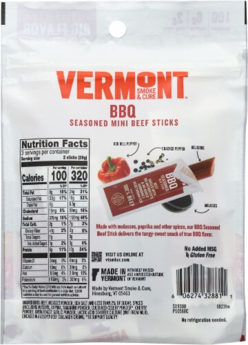 Vermont® Smoke & Cure BBQ Beef Mini Meat Sticks Go-Pack Perspective: back