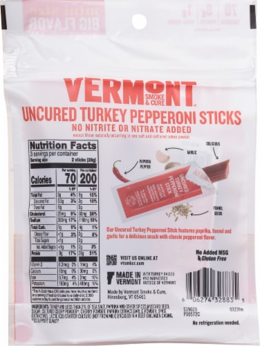 Vermont Smoke & Curego-Pack Turkey Pepperoni Mini Meat Stick3 Oz Perspective: back