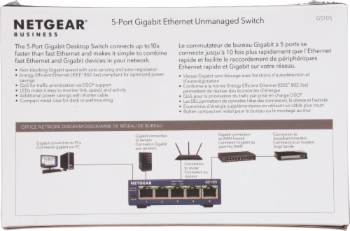 NETGEAR ProSafe GS105 Ethernet Switch Perspective: back