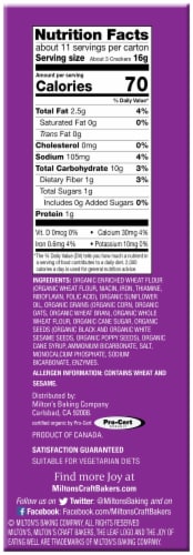 Milton's Craft Bakers Organic Multi Grain Gourmet Crackers Perspective: back
