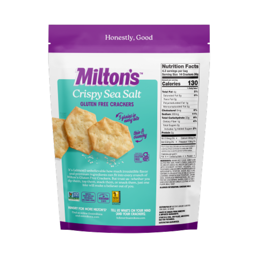 Milton's Craft Bakers® Gluten Free Crispy Sea Salt Crackers Perspective: back