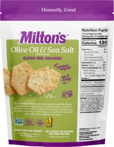 Milton's® Craft Bakers Gluten Free Olive Oil & Sea Salt Baked Crackers Perspective: back