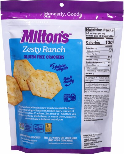 Milton's® Gluten Free Zesty Ranch Baked Crackers Perspective: back