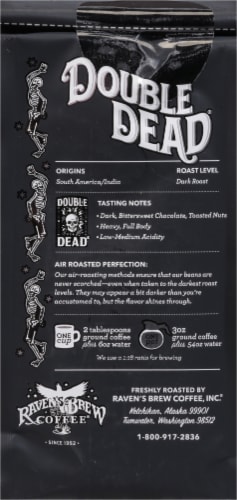 Raven's Brew Coffee® Double Dead™ Dark Roast Ground Coffee Perspective: back
