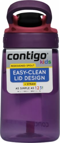 Contigo Kids Water Bottle with Redesigned AUTOSPOUT Straw, Eggplant & Punch  20 oz