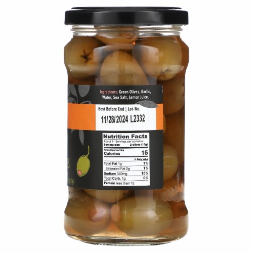 Gaea Garlic Stuffed Green Olives Perspective: back